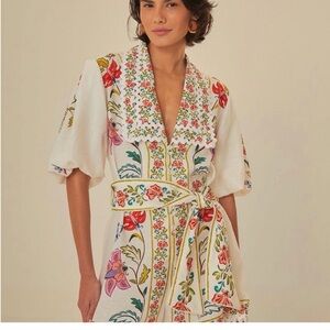 Anthropologie Farm Rio Floral Embroidered Belted Romper M